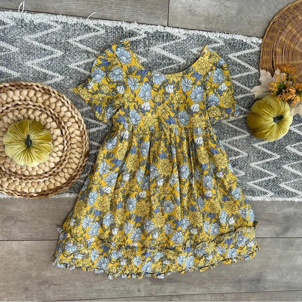 3t boho dress Joie Toddler Girl Floral Rustic Elegant Cottage Core Prairie flutter sleeves